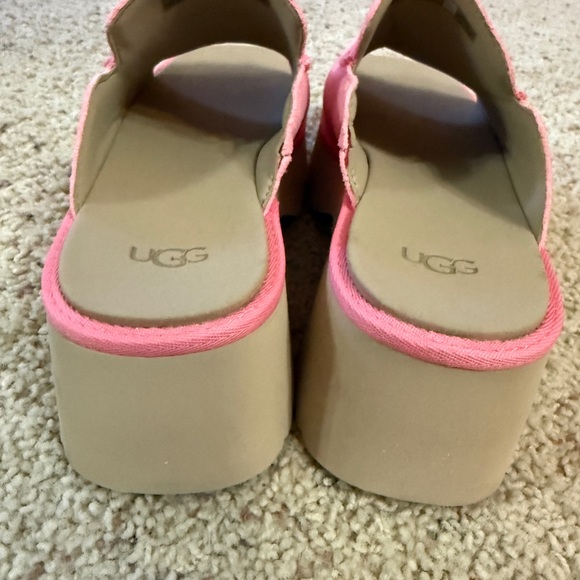 UGG Bright Pink Suede Slides - Picture 3 of 4